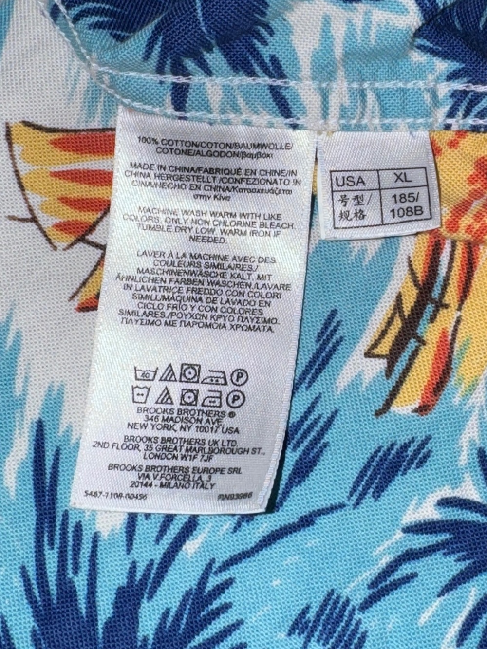 Brooks Brothers tropical print short sleeve cotton shirt, size XL - Picture 3 of 5